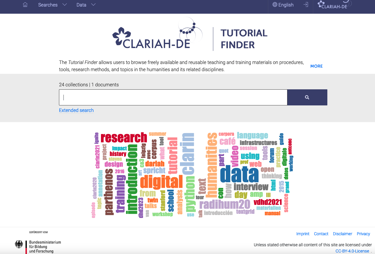 Thumbnail for service CLARIAH-DE Tutorial Finder